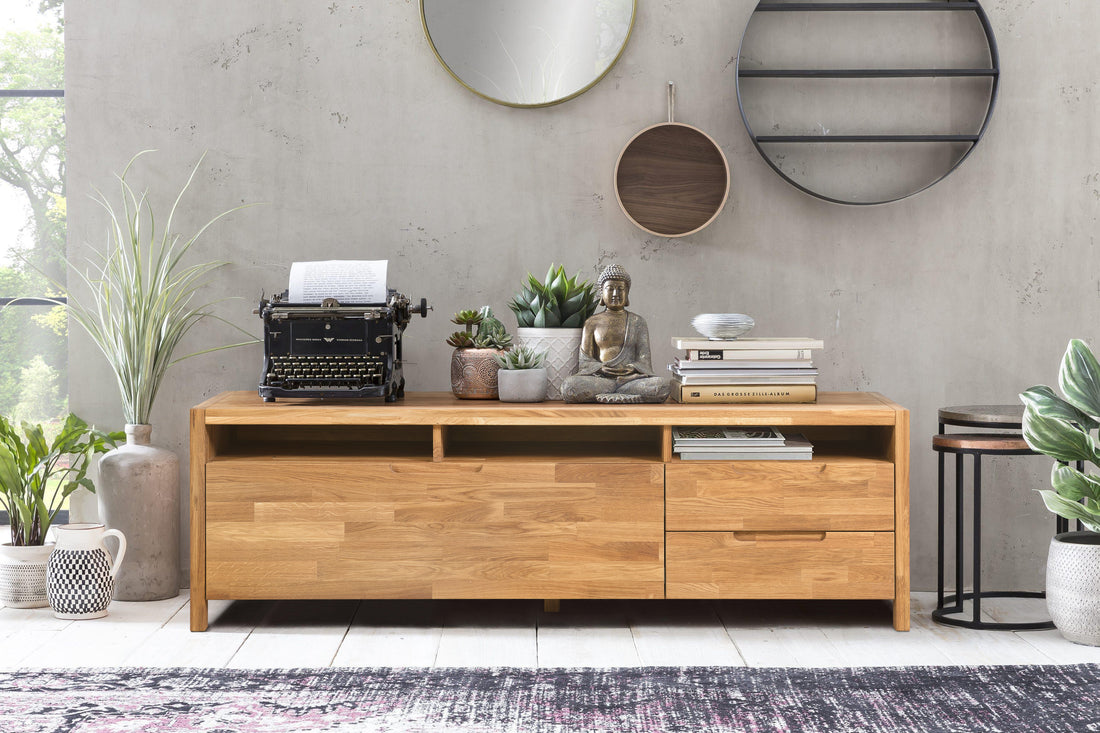 TV cabinet in solid oak wood
