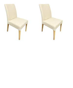 Pack of 2 or 4 Malaga Dining Chairs, Solid Oak Wood Frame, Beige Upholstery | NordicStory