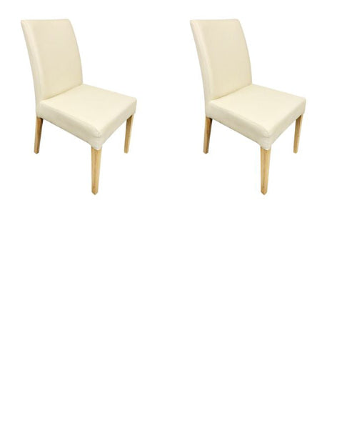 Pack of 2 or 4 Malaga Dining Chairs, Solid Oak Wood Frame, Beige Upholstery | NordicStory