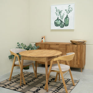 Round extendable dining table in solid oak Escandi 3, 100-130 x 100 x 75 cm | NordicStory