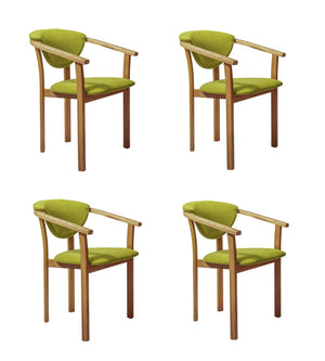 Pack of 2 or 4 Alexis Dining Chairs, Solid Oak Wood Frame, Upholstered in Green Life Color | NordicStory