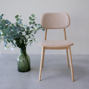 Pack of 2 or 4 Varde Dining Chairs, Solid Oak Wood Frame, Upholstery