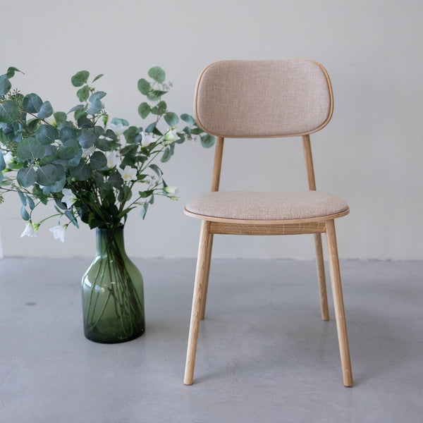 Pack of 2 or 4 Varde Dining Chairs, Solid Oak Wood Frame, Upholstery