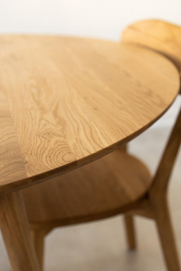 Round extendable dining table in solid oak Escandi 3, 100-130 x 100 x 75 cm | NordicStory