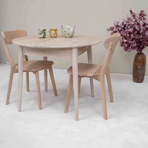 Round extendable dining table in solid oak Escandi 3, 100-130 x 100 x 75 cm | NordicStory