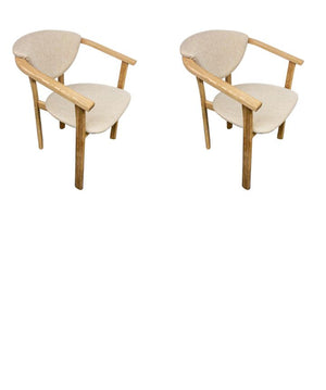 Pack of 2 or 4 Alexis Dining Chairs, Solid Oak Frame, Beige Upholstery | NordicStory