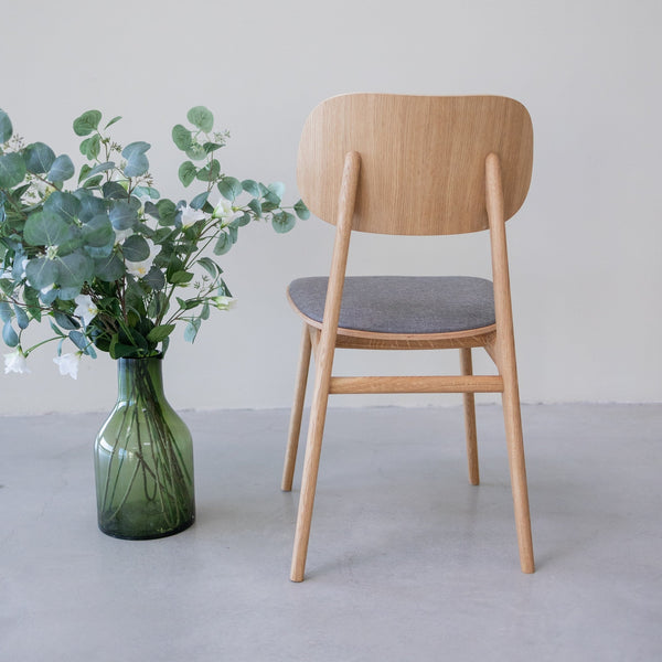 Pack of 2 or 4 Varde Dining Chairs, Solid Oak Wood Frame, Upholstery