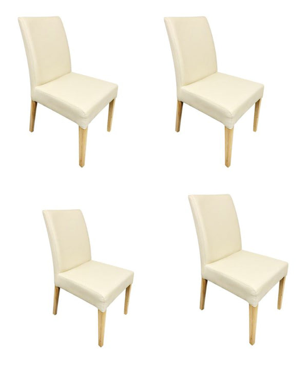 Pack of 2 or 4 Malaga Dining Chairs, Solid Oak Wood Frame, Beige Upholstery | NordicStory