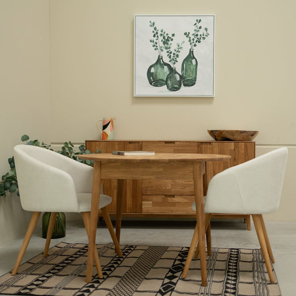 Round extendable dining table in solid oak Escandi 3, 100-130 x 100 x 75 cm | NordicStory