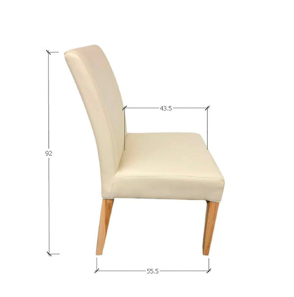 Pack of 2 or 4 Malaga Dining Chairs, Solid Oak Wood Frame, Beige Upholstery | NordicStory