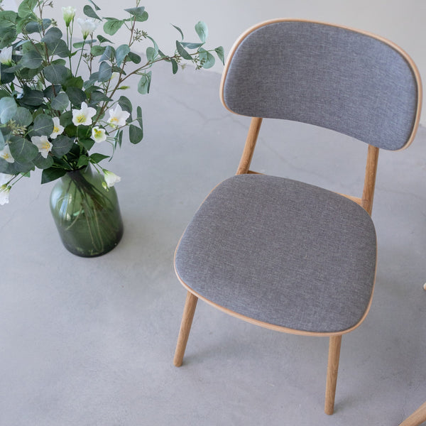 Pack of 2 or 4 Varde Dining Chairs, Solid Oak Wood Frame, Upholstery