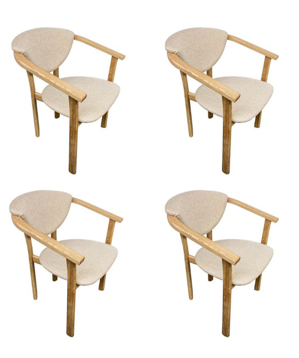 Pack of 2 or 4 Alexis Dining Chairs, Solid Oak Frame, Beige Upholstery | NordicStory