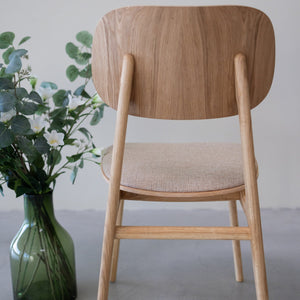 Pack of 2 or 4 Varde Dining Chairs, Solid Oak Wood Frame, Upholstery