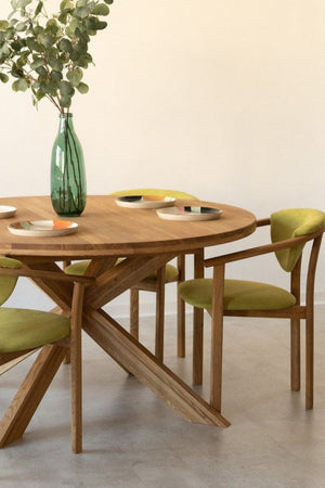 Pack of 2 or 4 Alexis Dining Chairs, Solid Oak Wood Frame, Upholstered in Green Life Color | NordicStory