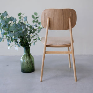 Pack of 2 or 4 Varde Dining Chairs, Solid Oak Wood Frame, Upholstery