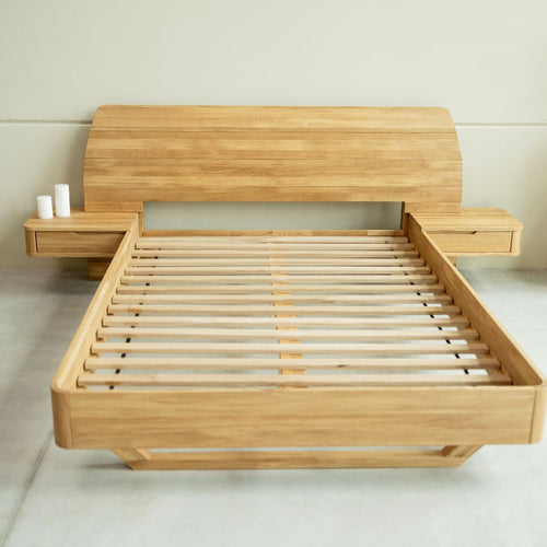 Alina solid oak bed with headboard and 2 floating bedside tables