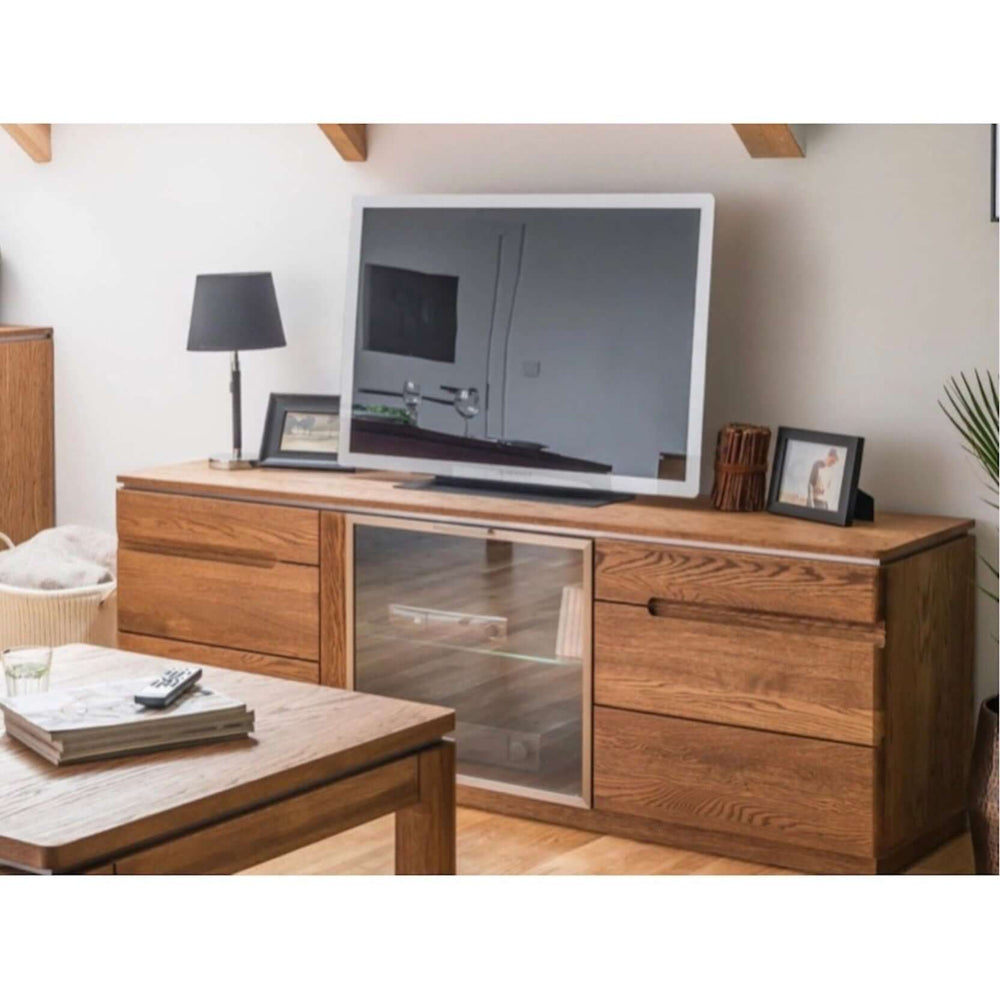 LoftStory Chest of drawers or TV stand in oak wood Montenegro 26 180 x 42 x 59 cm.