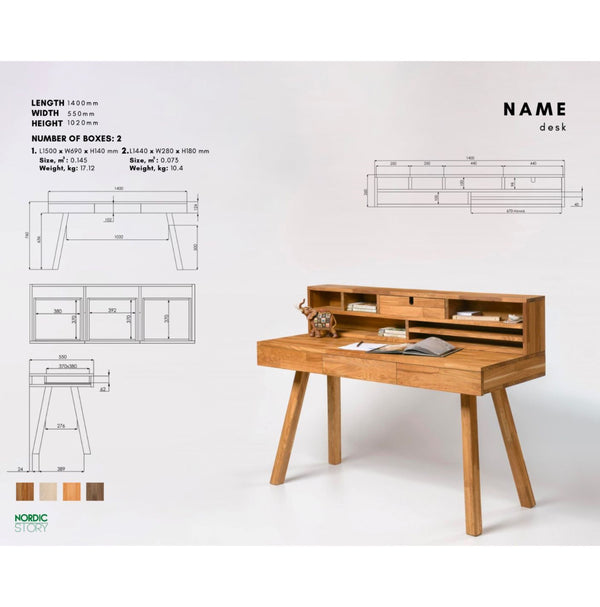NordicStory Einstein 2 solid oak desk with floating shelves