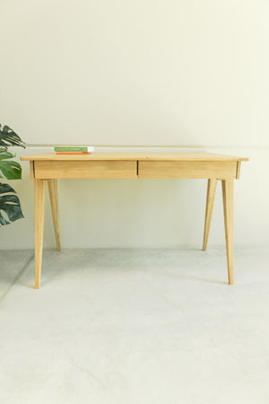 NordicStory Solid oak desk table 2 drawers