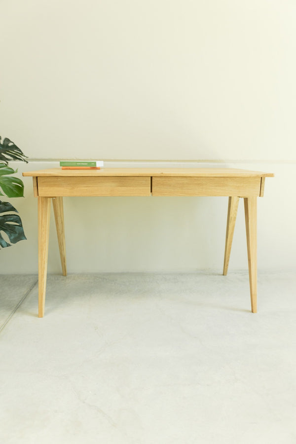 NordicStory Solid oak desk table 2 drawers