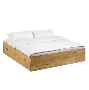 Bed with storage in solid oak Sofia