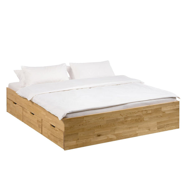 Bed with storage in solid oak Sofia