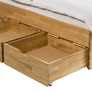 NordicStory Sofia 3 oak solid wood bed with storage