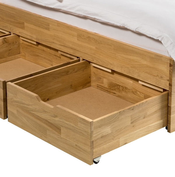 NordicStory Sofia 3 oak solid wood bed with storage