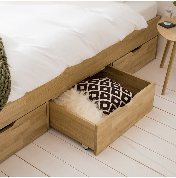 NordicStory Sofia 4 oak solid wood bed with storage