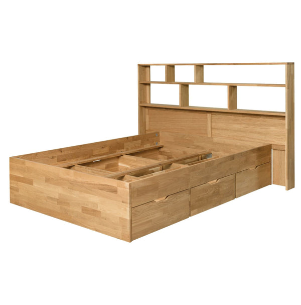 NordicStory Sofia 5 oak solid wood bed with storage