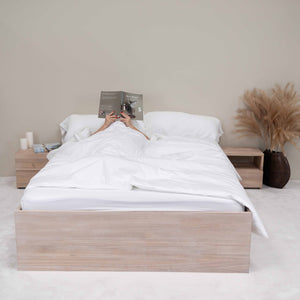 NordicStory Sofia bed with storage in solid oak wood