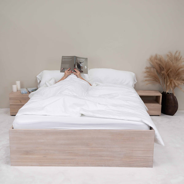 NordicStory Sofia bed with storage in solid oak wood