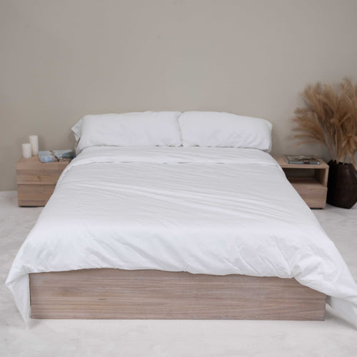 NordicStory Sofia bed with storage in solid oak wood