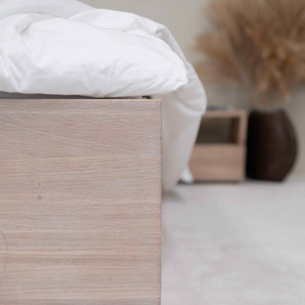 NordicStory Sofia bed with storage in solid oak wood