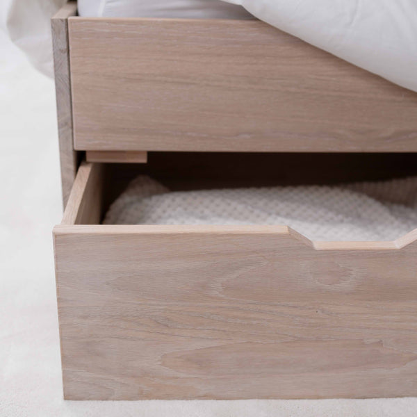 NordicStory Sofia bed with storage in solid oak wood