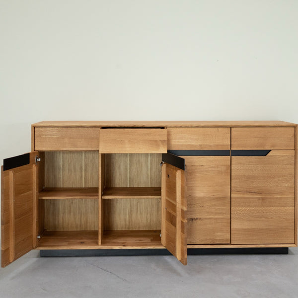 NordicStory Bremen oak solid wood sideboard, 180 x 42 x 90 cm.