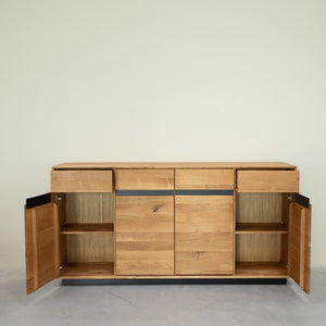 NordicStory Bremen oak solid wood sideboard, 180 x 42 x 90 cm.