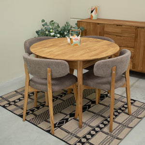 Round extendable dining table in solid oak Escandi 6, 93-123 x 93 x 75 cm