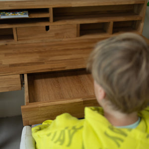 NordicStory Einstein 2 solid oak desk with floating shelf 140 x 55 x 106 cm (140 x 55 x 106 cm).