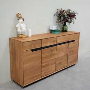 NordicStory Bremen oak solid wood sideboard, 180 x 42 x 90 cm.
