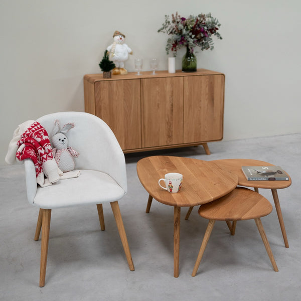 NordicStory Set of 3 apiables coffee tables in solid oak wood Geneva