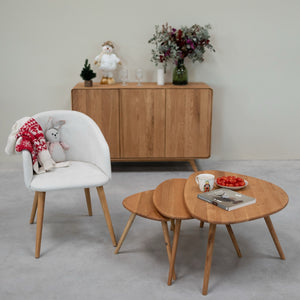 NordicStory Set of 3 apiables coffee tables in solid oak wood Geneva