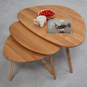 NordicStory Set of 3 apiables coffee tables in solid oak wood Geneva
