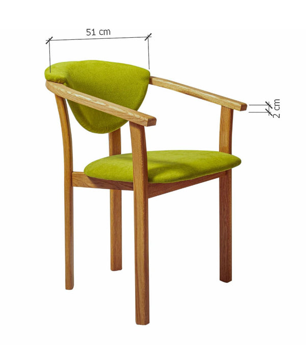 Pack of 2 or 4 Alexis Dining Chairs, Solid Oak Wood Frame, Upholstered in Green Life Color | NordicStory