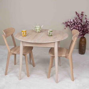 Round extendable dining table in solid oak Escandi 3, 100-130 x 100 x 75 cm | NordicStory