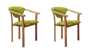 Pack of 2 or 4 Alexis Dining Chairs, Solid Oak Wood Frame, Upholstered in Green Life Color | NordicStory