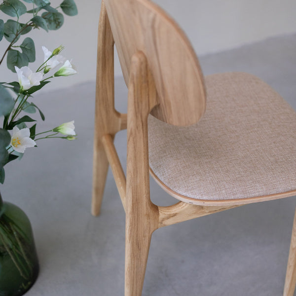 Pack of 2 or 4 Varde Dining Chairs, Solid Oak Wood Frame, Upholstery