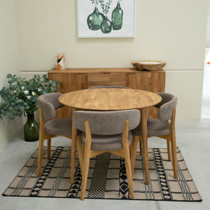 Round extendable dining table in solid oak Escandi 3, 100-130 x 100 x 75 cm | NordicStory