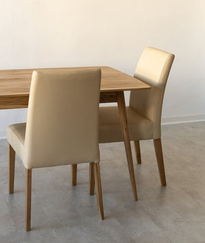 Pack of 2 or 4 Malaga Dining Chairs, Solid Oak Wood Frame, Beige Upholstery | NordicStory