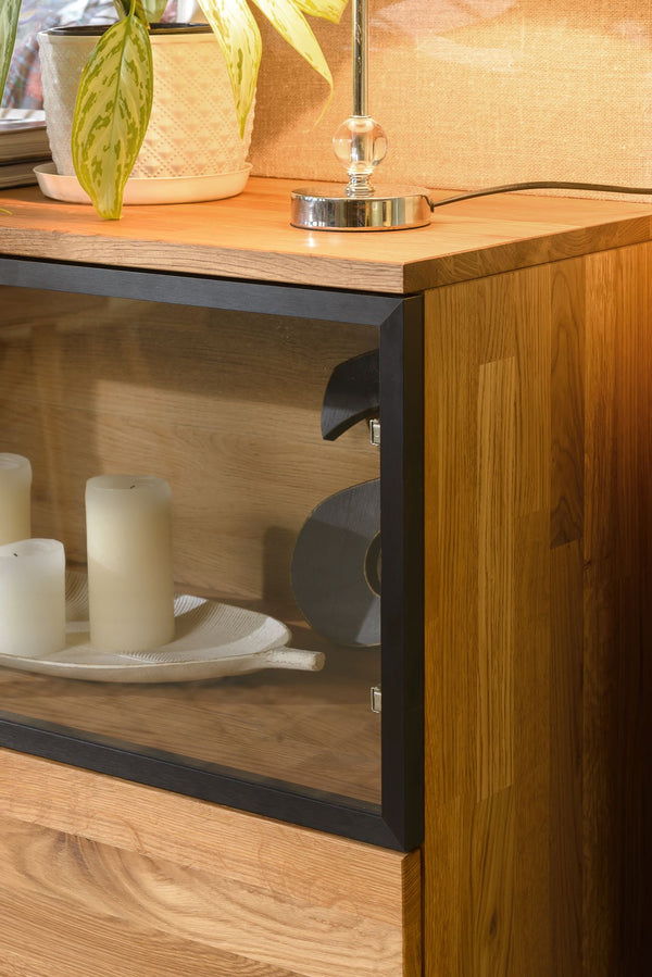 NordicStory Chest of drawers solid oak dresser with black metal legs Moritz